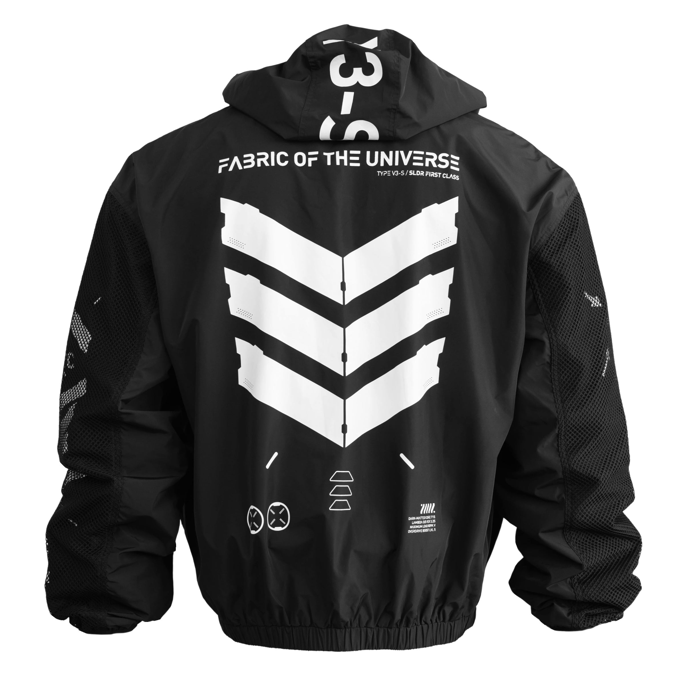 V3-S Black LW Windbreaker - Fabric of the Universe