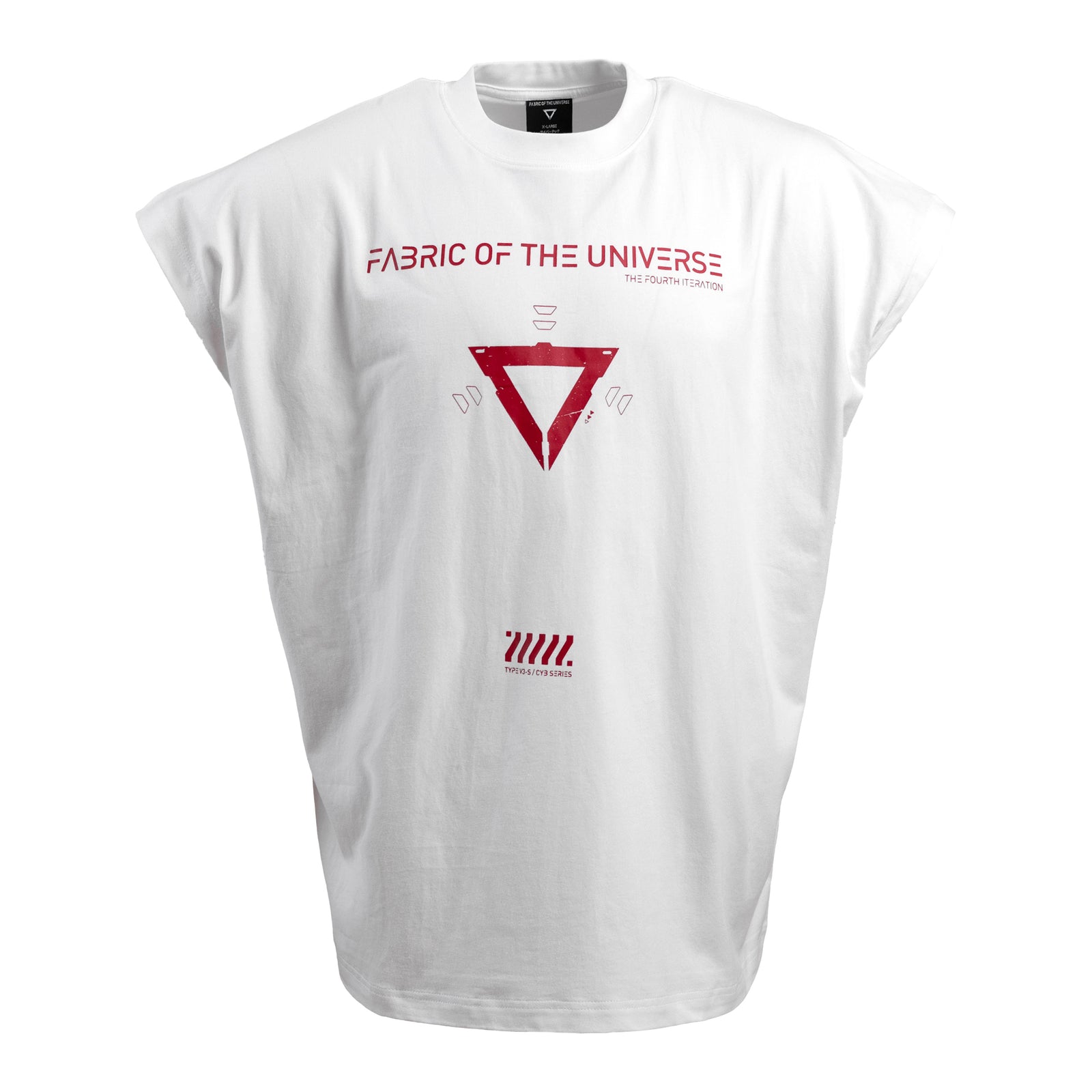 V3-S White Red Oversized Sleeveless T