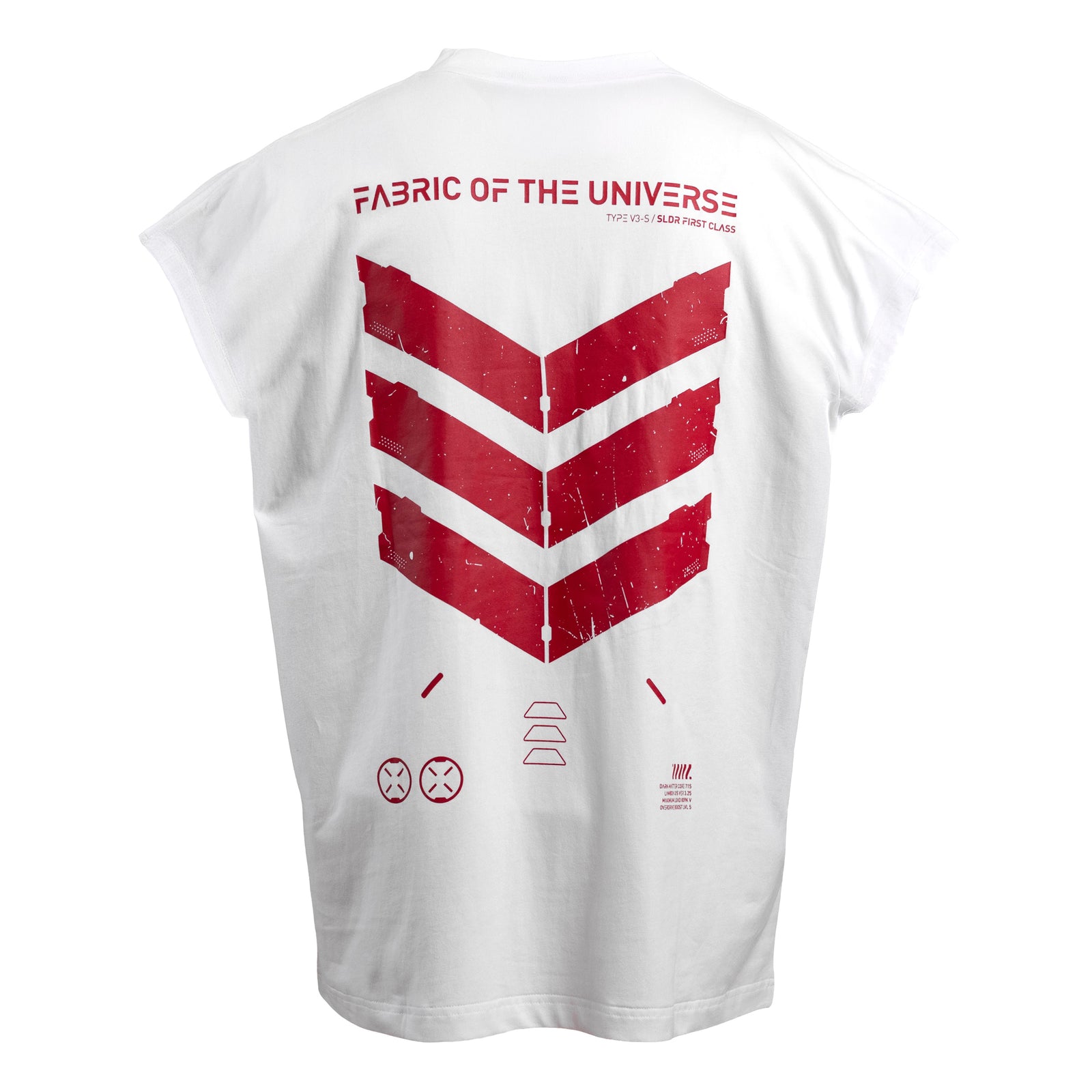 V3-S White Red Oversized Sleeveless T