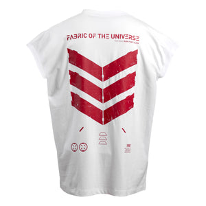 V3-S White Red Oversized Sleeveless T