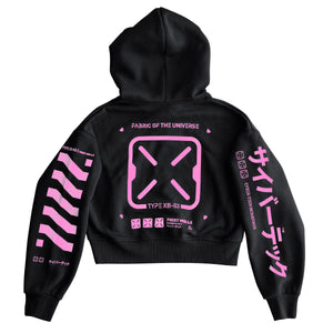 XB-03 Black Pink Crop Hoodie