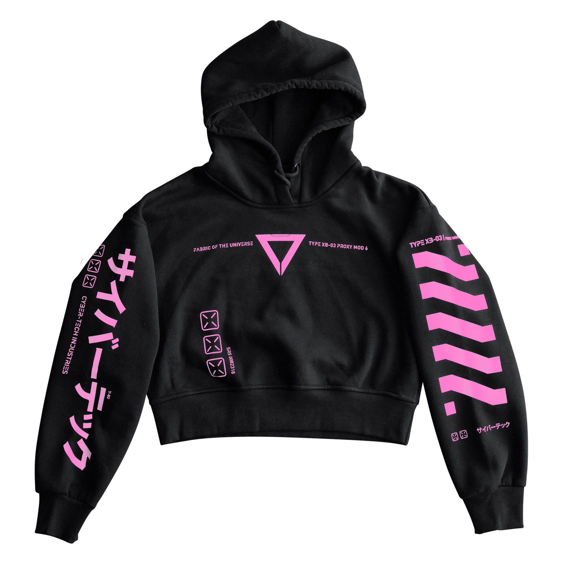 XB-03 Black Pink Crop Hoodie