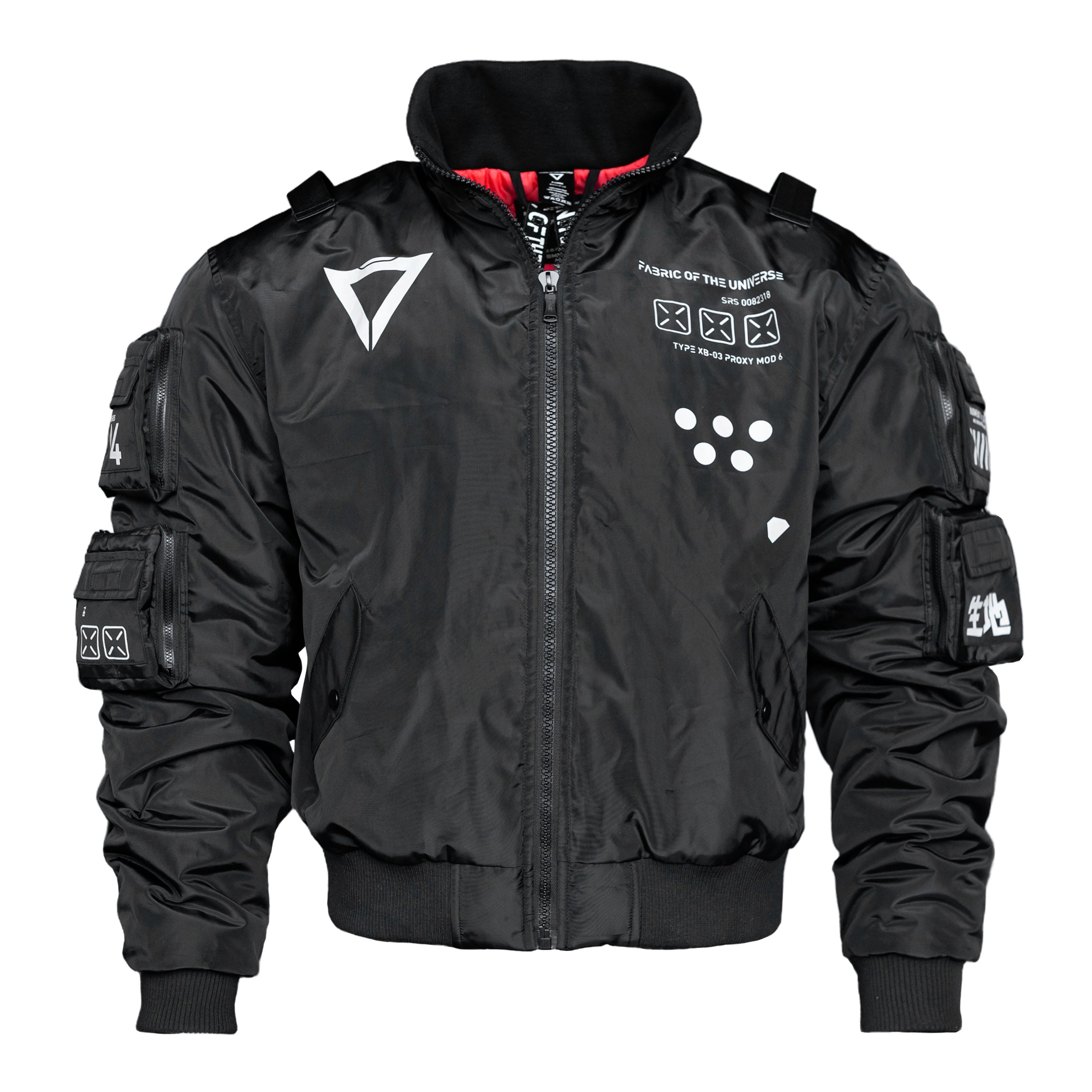 XB 03 Black Short Bomber Jacket Fabric of the Universe