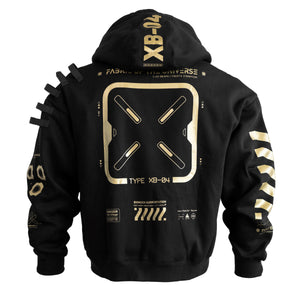 XB-04 Black Gold Oversized Zip Hoodie