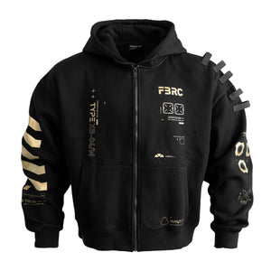 XB-04 Black Gold Oversized Zip Hoodie