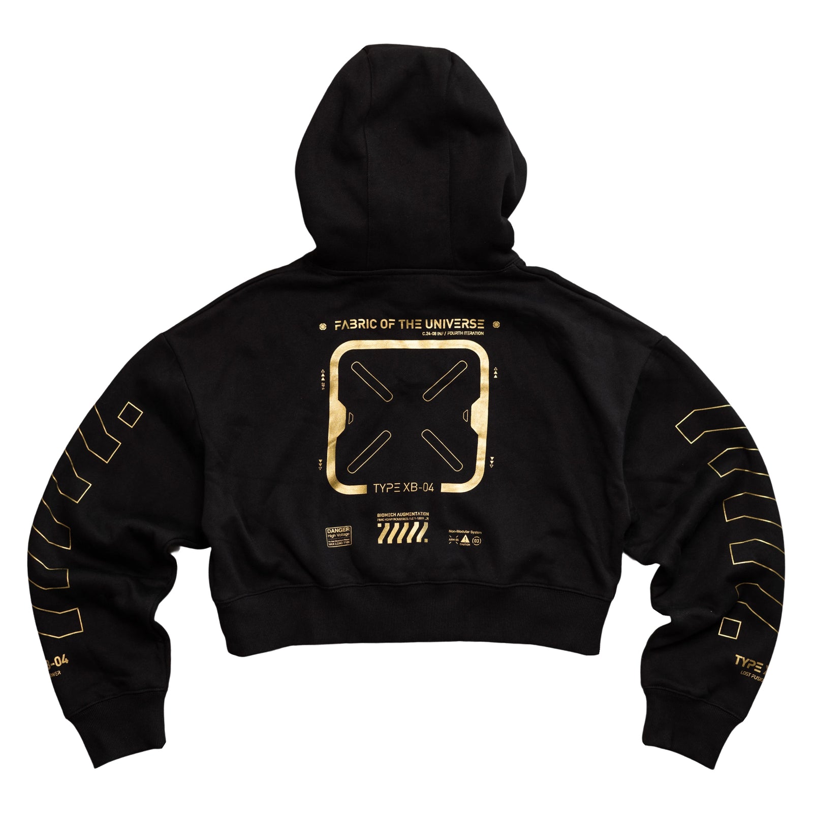 XB-04 Black Gold Crop Hoodie