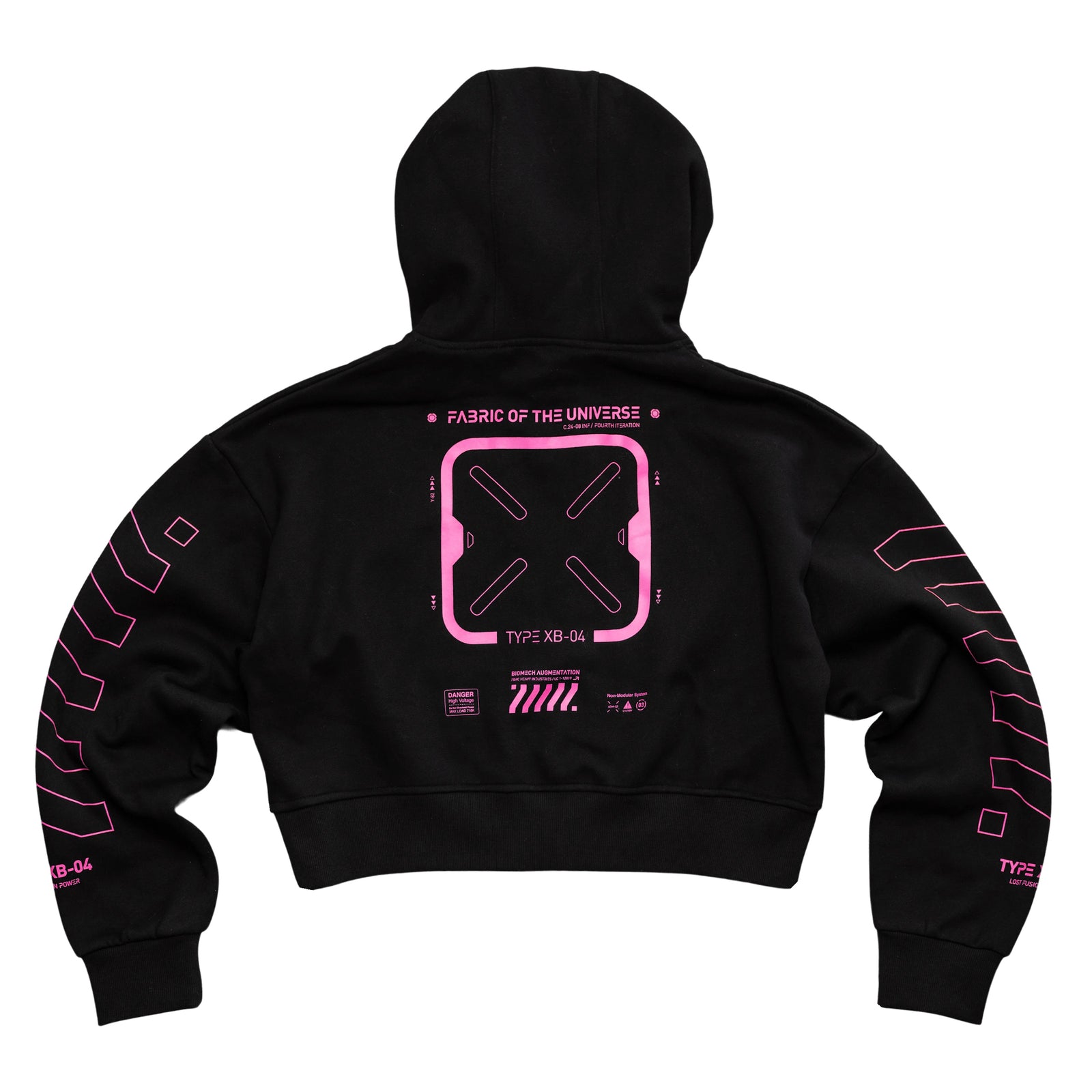 XB-04 Black Pink Crop Hoodie