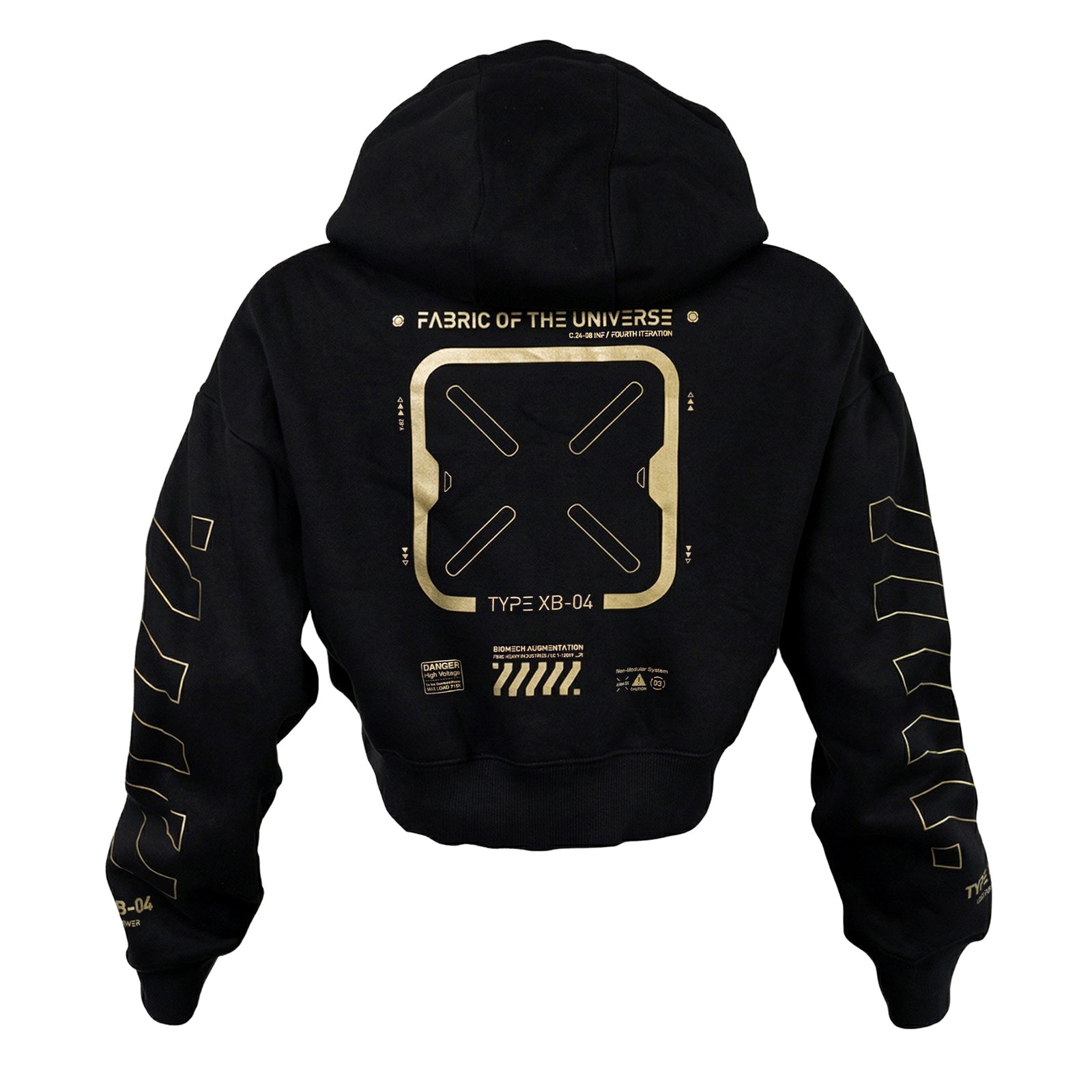 XB-04 Black Gold Crop Hoodie