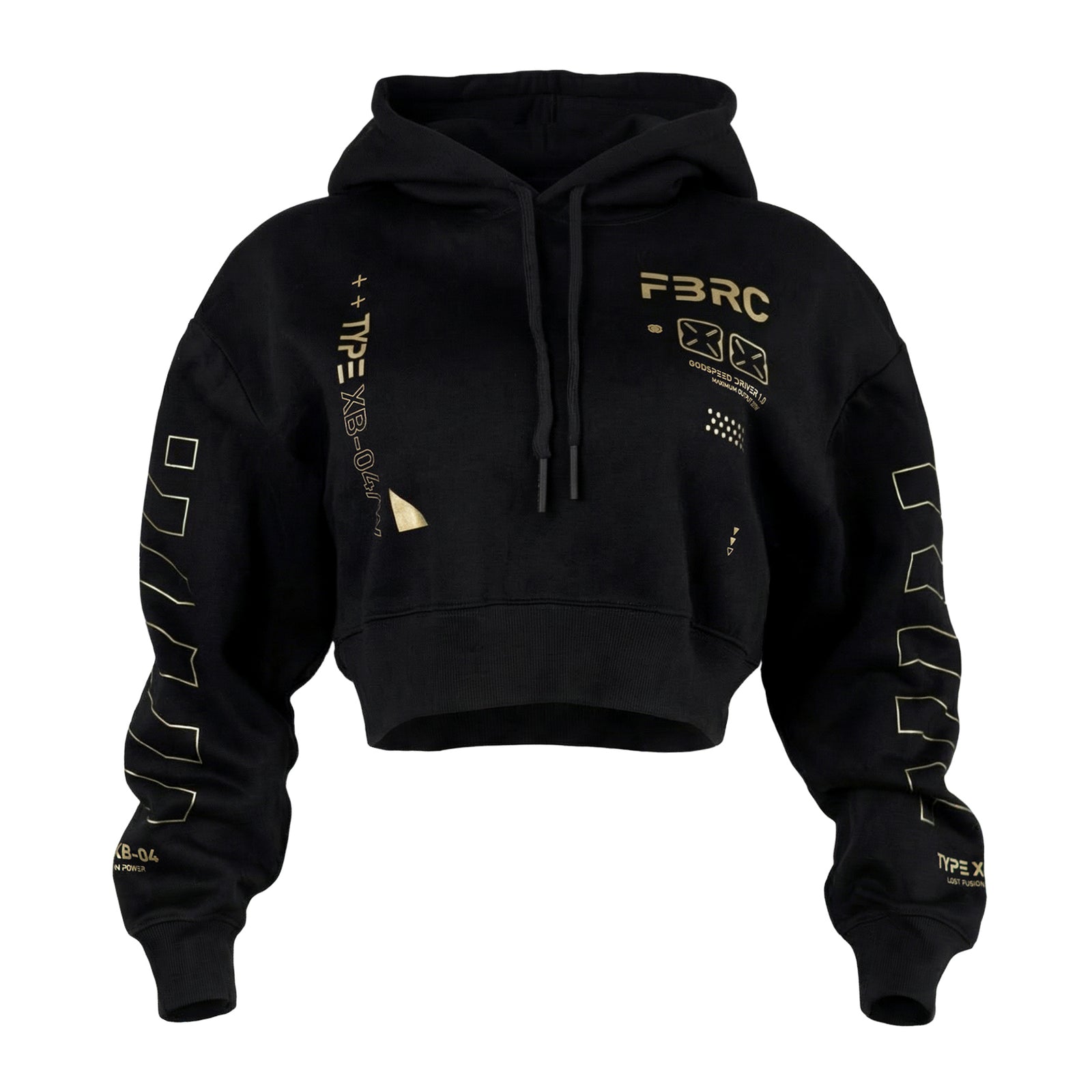 XB-04 Black Gold Crop Hoodie