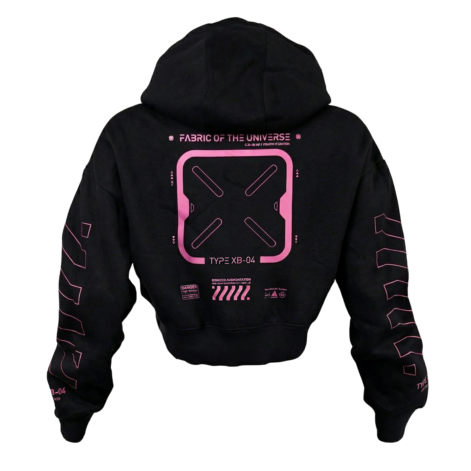XB-04 Black Pink Crop Hoodie