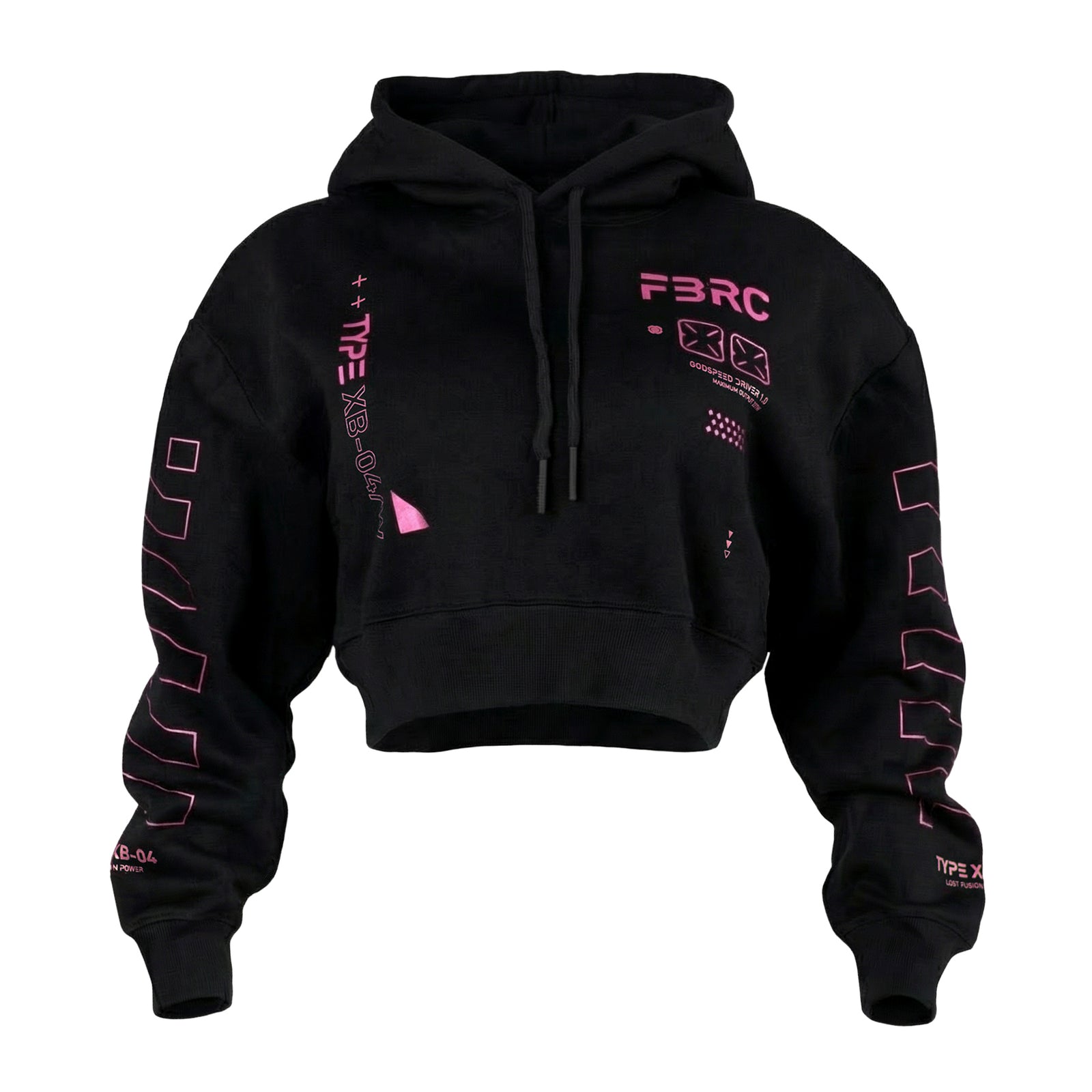 XB-04 Black Pink Crop Hoodie