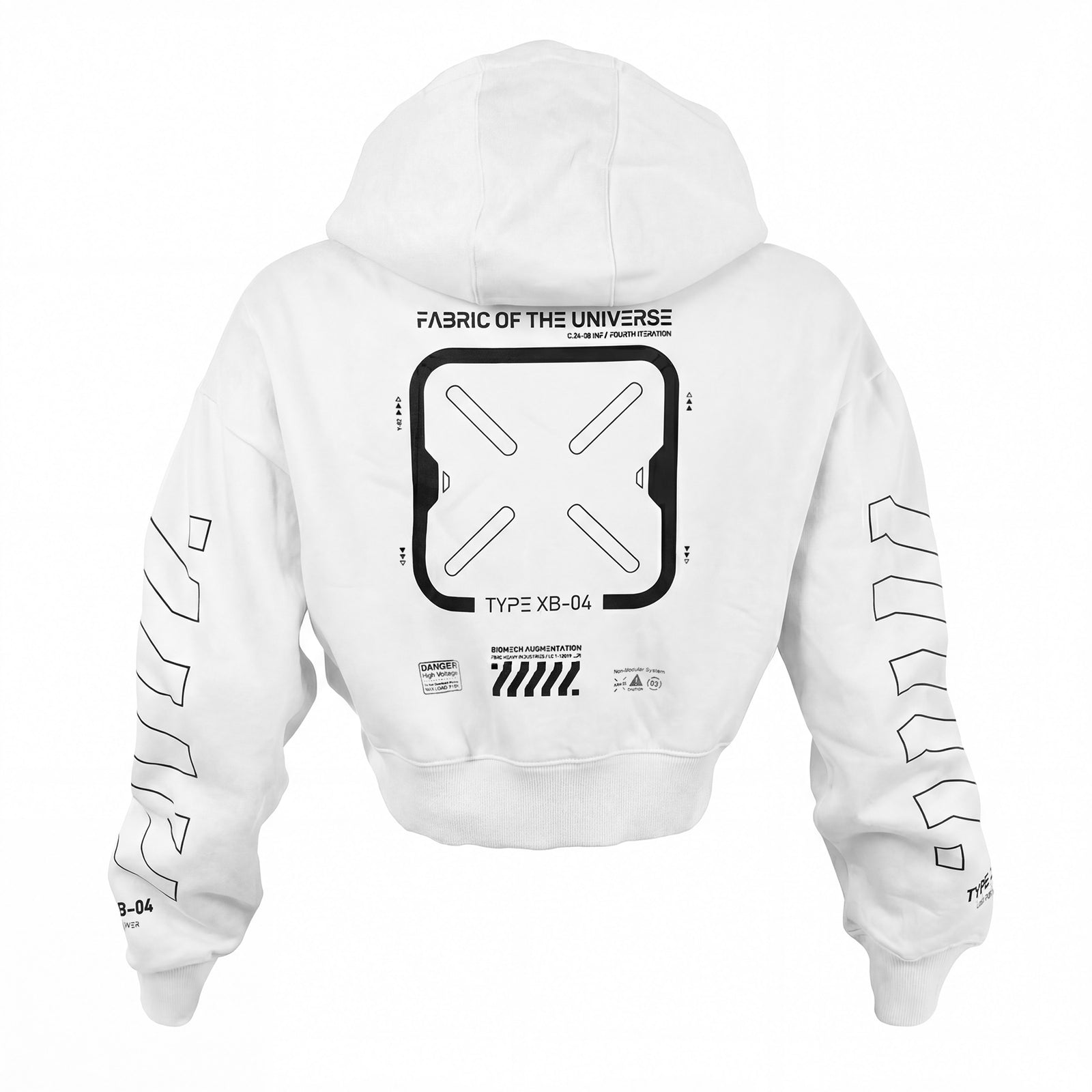 XB-04 White Crop Hoodie