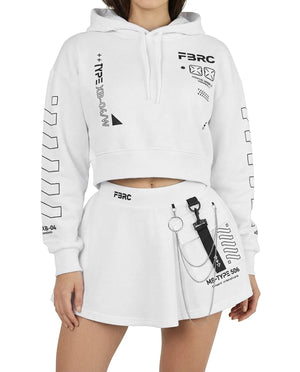 XB-04 White Crop Hoodie