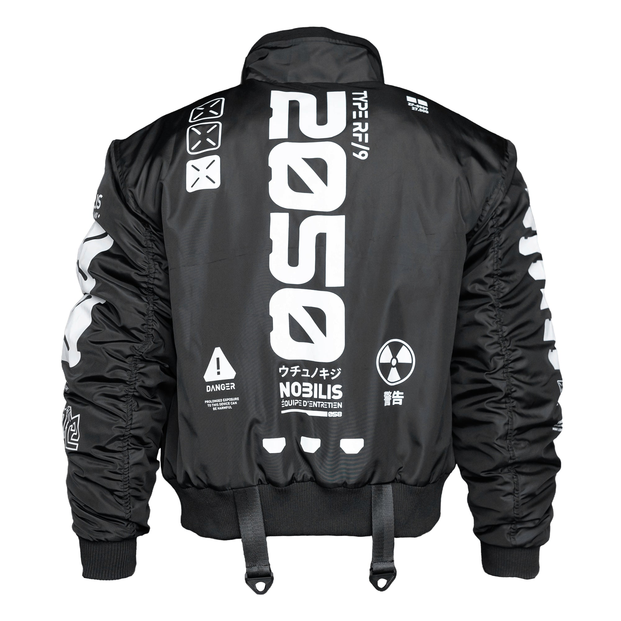 Y 2050 Black Short Bomber Jacket Fabric of the Universe