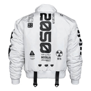 Y-2050 White Short Bomber Jacket