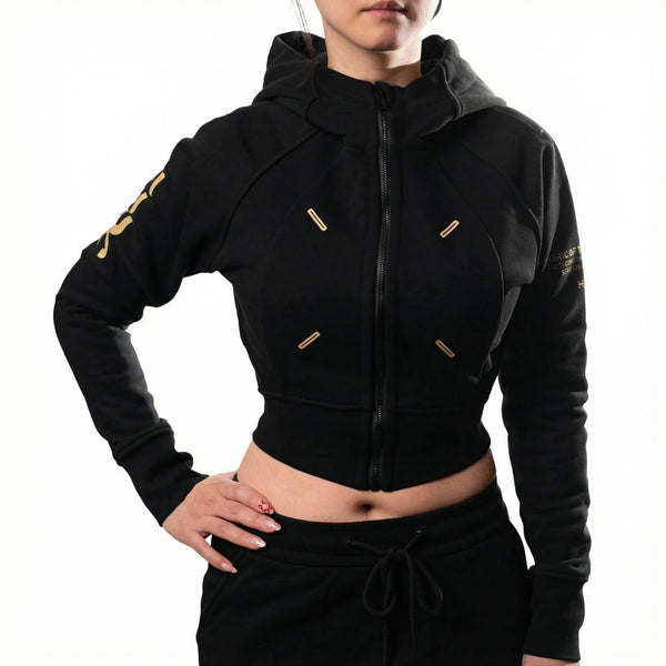 Fabric of the Universe CRZ-Type 03A Black Crop Zip Hoodie