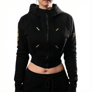 CRZ-Type 03A Black Gold Crop Zip Hoodie