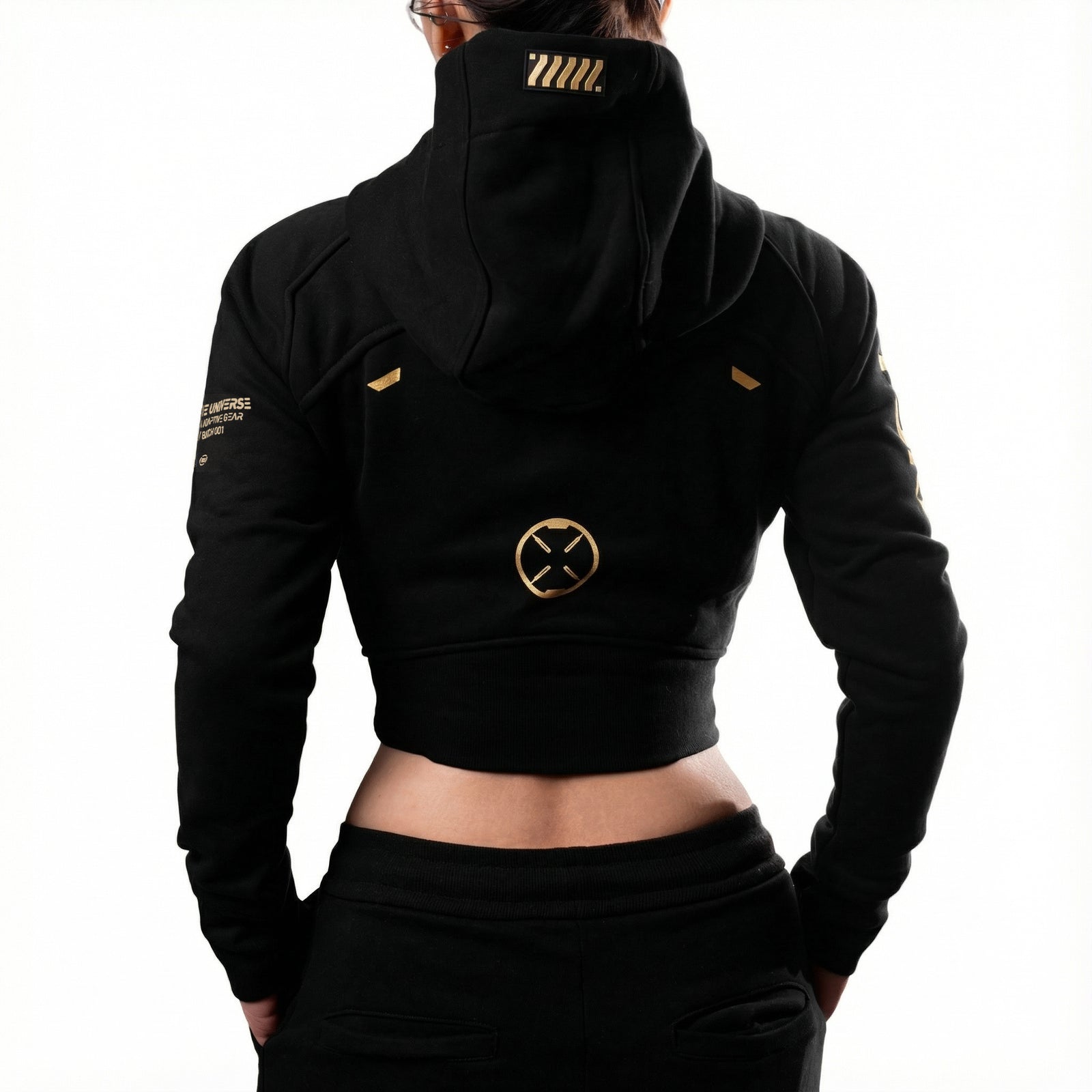 CRZ-Type 03A Black Gold Crop Zip Hoodie
