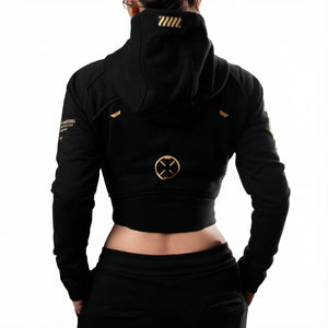CRZ-Type 03A Black Gold Crop Zip Hoodie