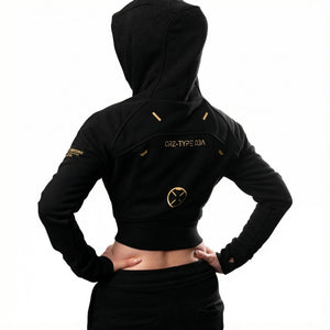 CRZ-Type 03A Black Gold Crop Zip Hoodie