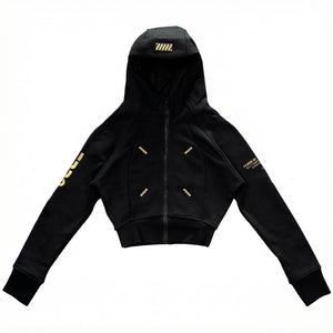 CRZ-Type 03A Black Gold Crop Zip Hoodie