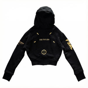 CRZ-Type 03A Black Gold Crop Zip Hoodie
