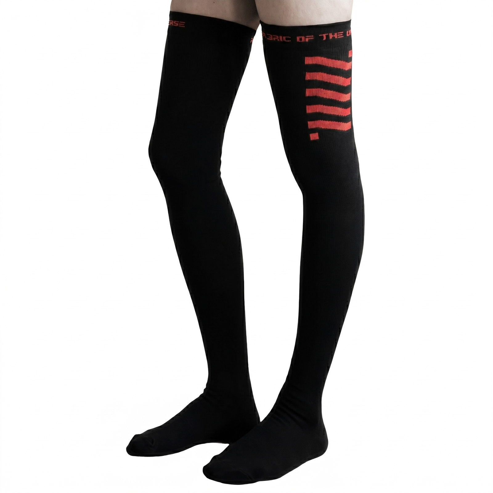 CSRT-01 Black Red Thigh High Socks