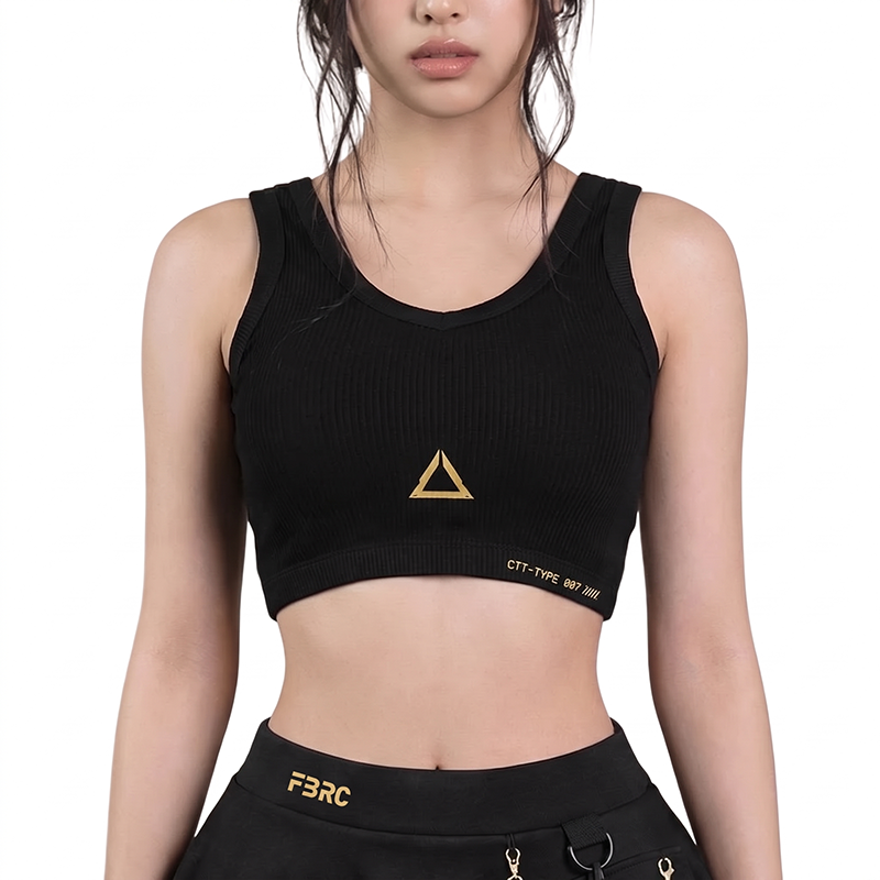 CTT-007 Black Gold Crop Tank Top