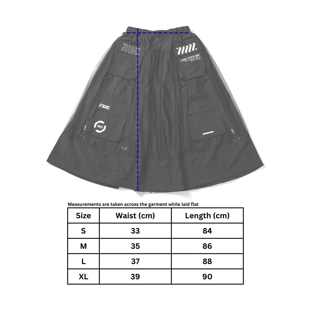 LMS-Type 089 Black Long Mesh Skirt - Fabric of the Universe