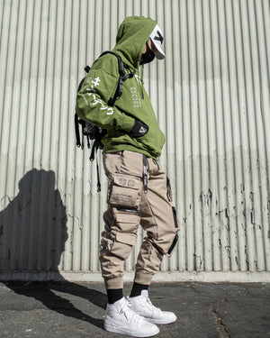 Mens Green Camo Oversized Hoodie Techwear Streetwear Baggy 