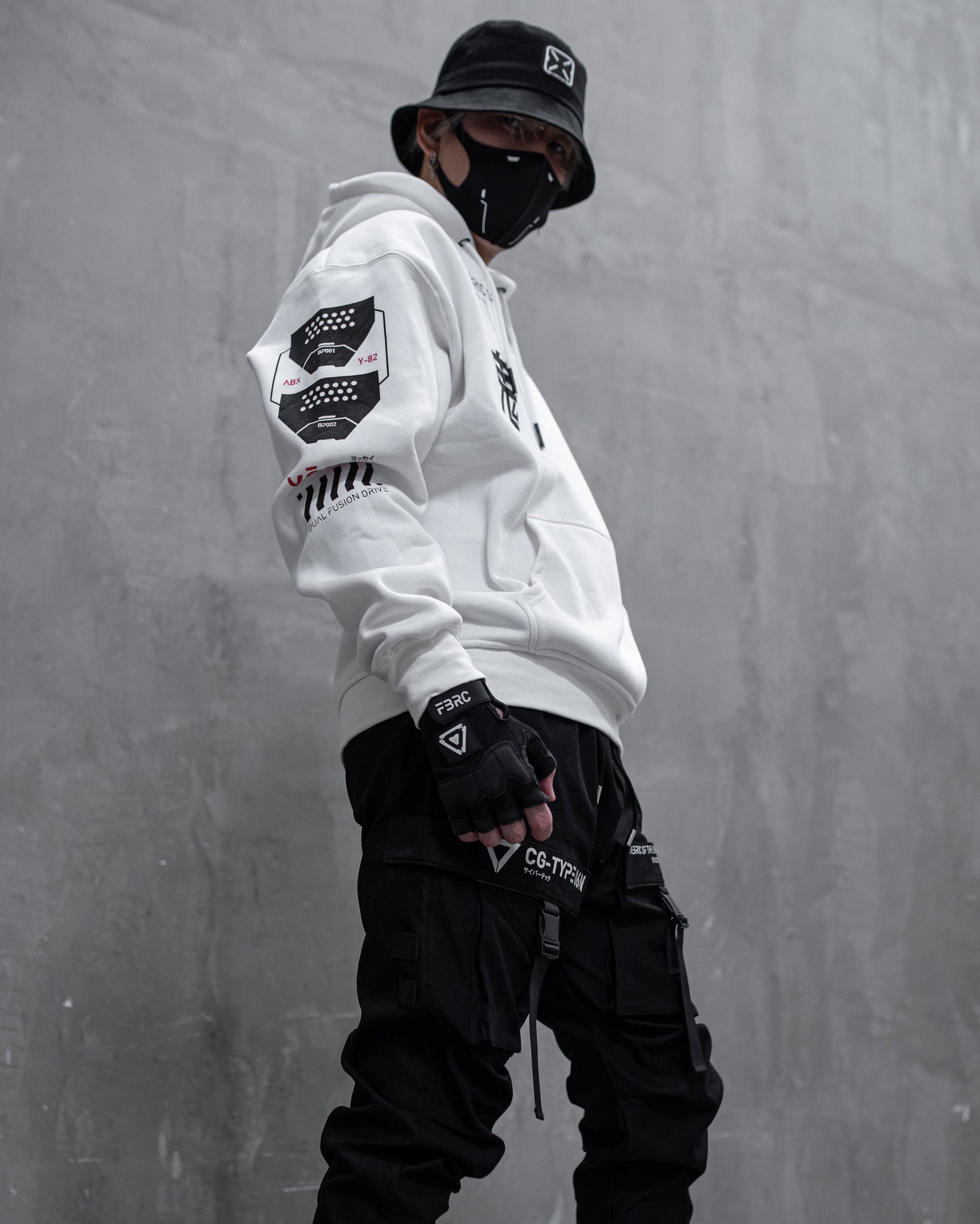 Fabric of the Universe ONI White Techwear Hoodie