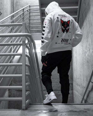 ZZZKitsune-5X RD White Hoodie