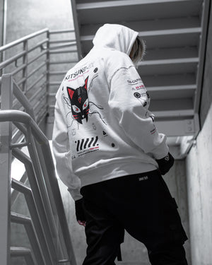 ZZZKitsune-5X RD White Hoodie