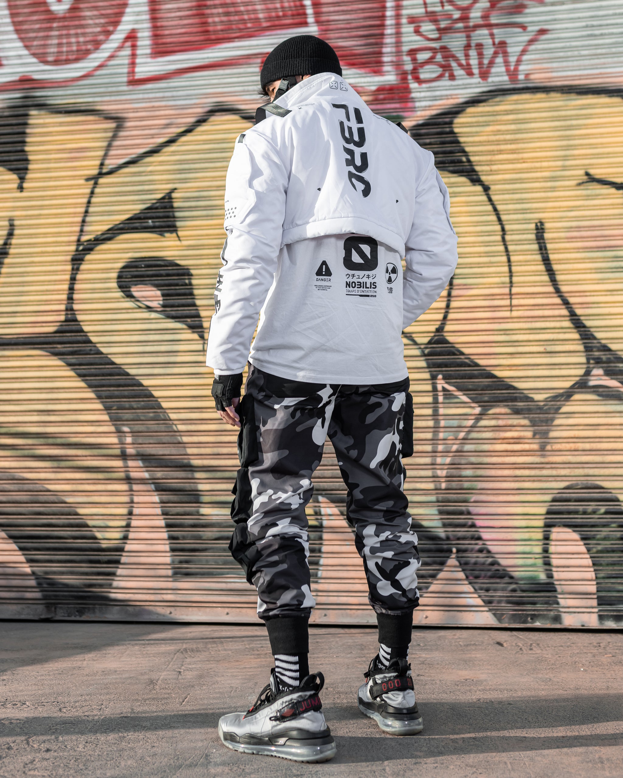 CRB-003 White Crop Bomber Jacket - Fabric of the Universe