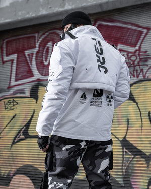 CRB-003 White Crop Bomber Jacket