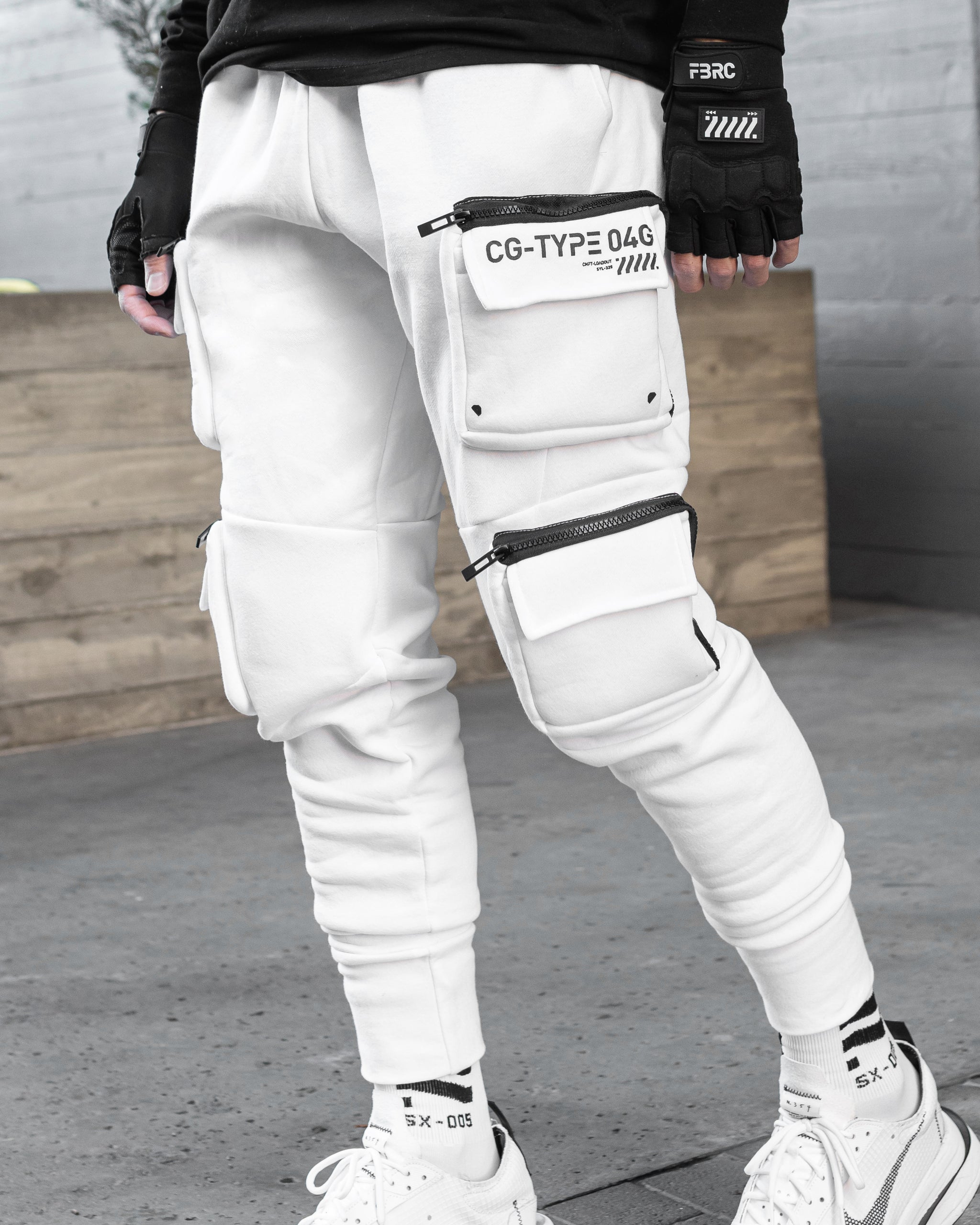 CG-Type 04G White Cargo Joggers - Fabric of the Universe