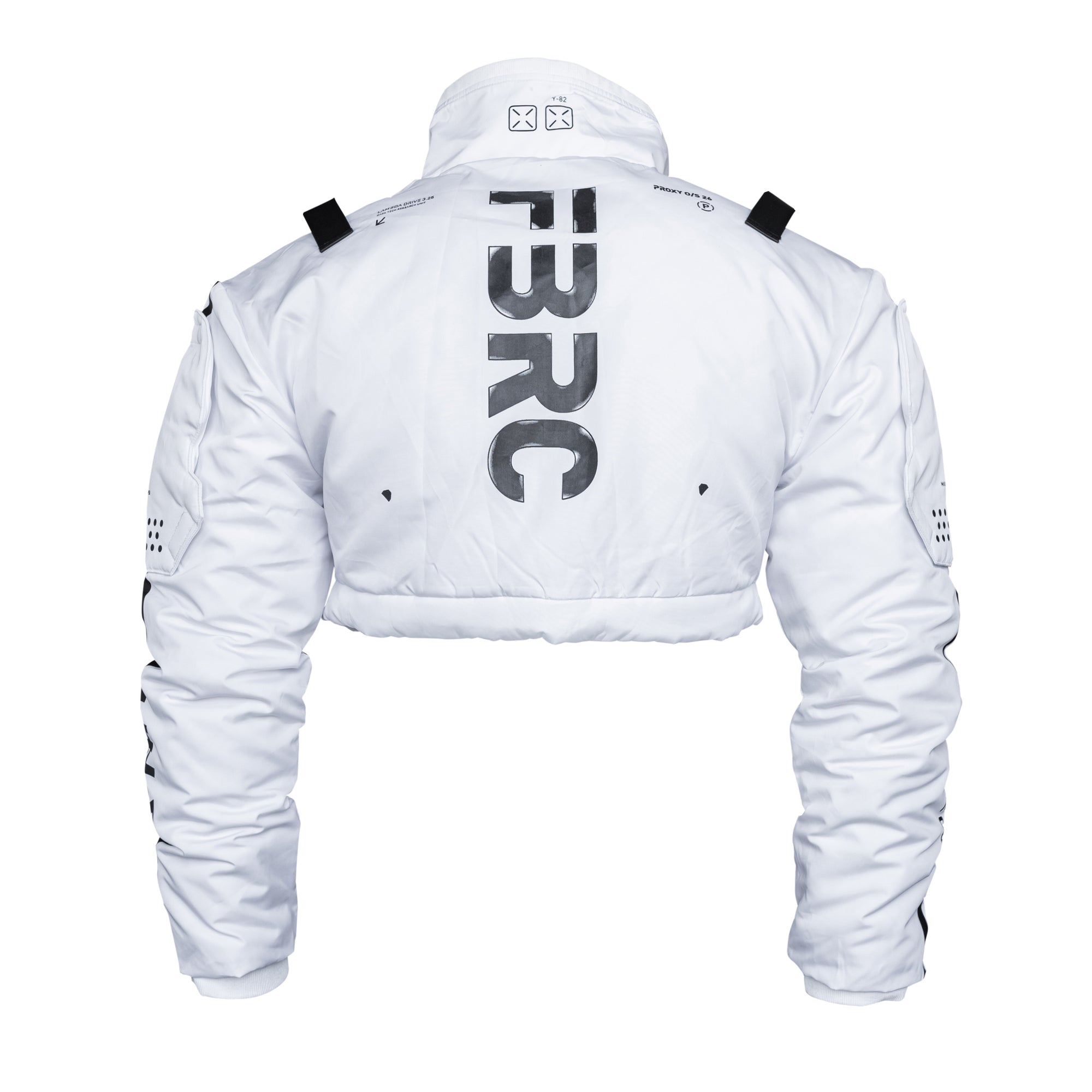 CRB-003 White Crop Bomber Jacket