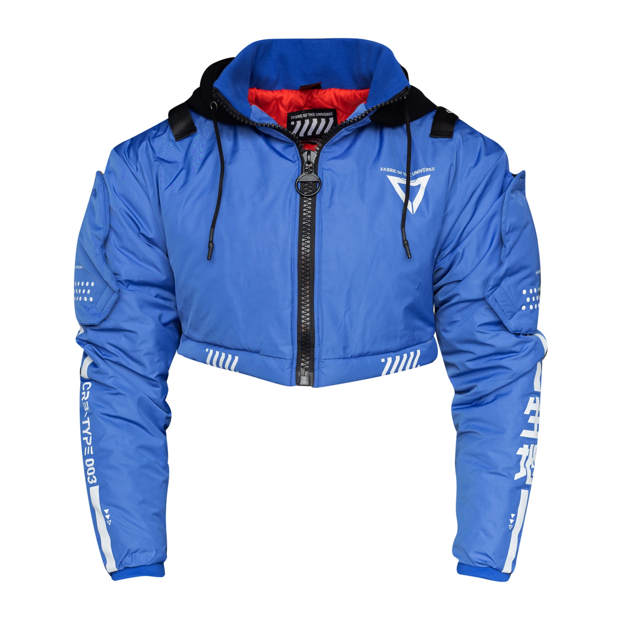 CRB-003 Blue Hood Crop Bomber Jacket