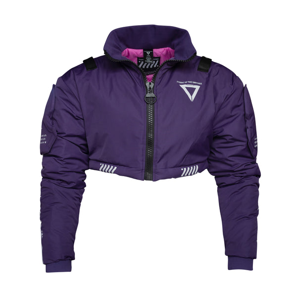 CRB-003 Purple Crop Bomber Jacket - Fabric of the Universe