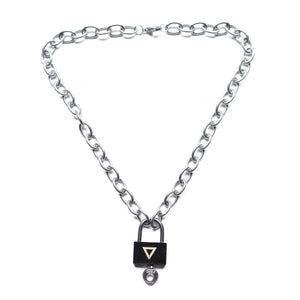 TR-03 Black Padlock SS Necklace