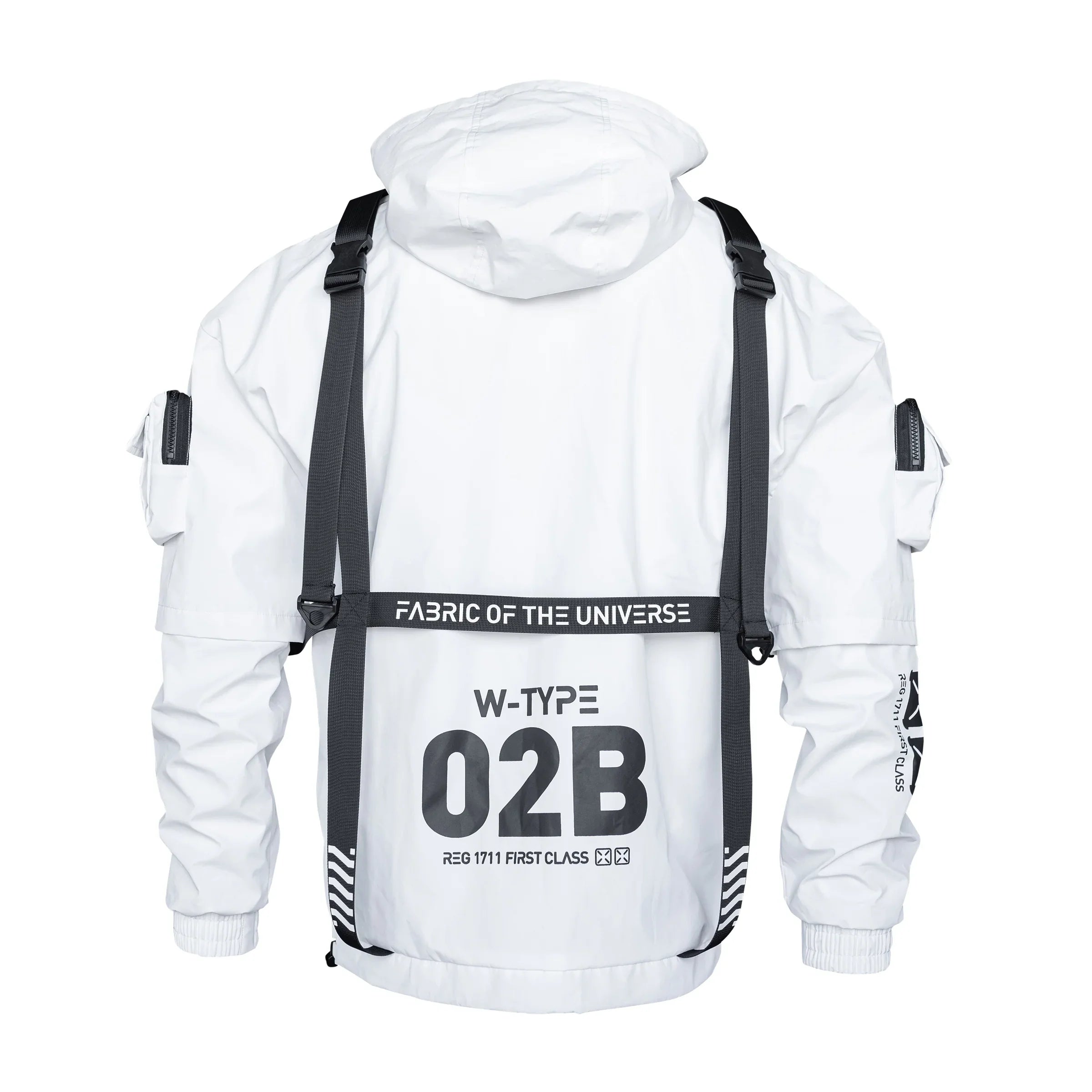 W-Type 02B White Windbreaker - Fabric of the Universe