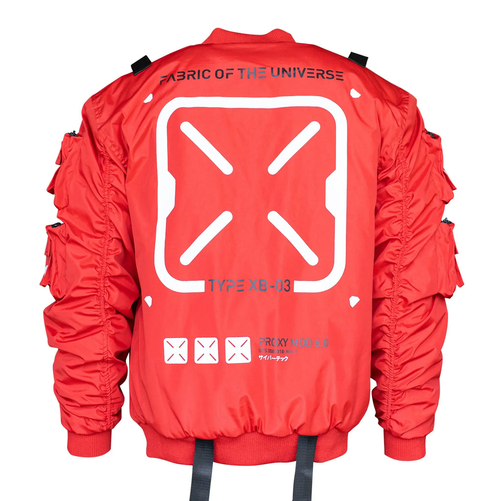 XB-03 Red Bomber Jacket - Fabric of the Universe