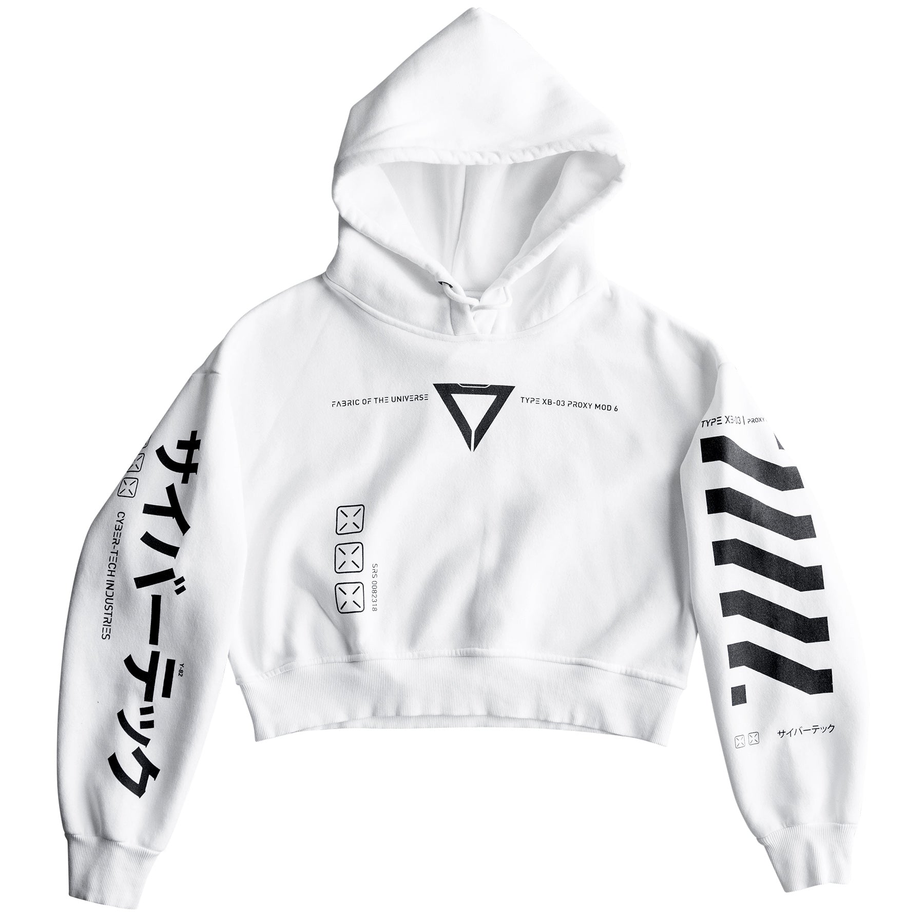 XB-03 White Crop Hoodie